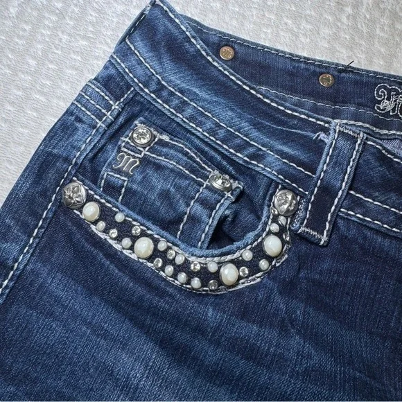 Miss Me Mid-Rise Boot Cut‎ Denim Blue Jeans - Picture 8 of 11